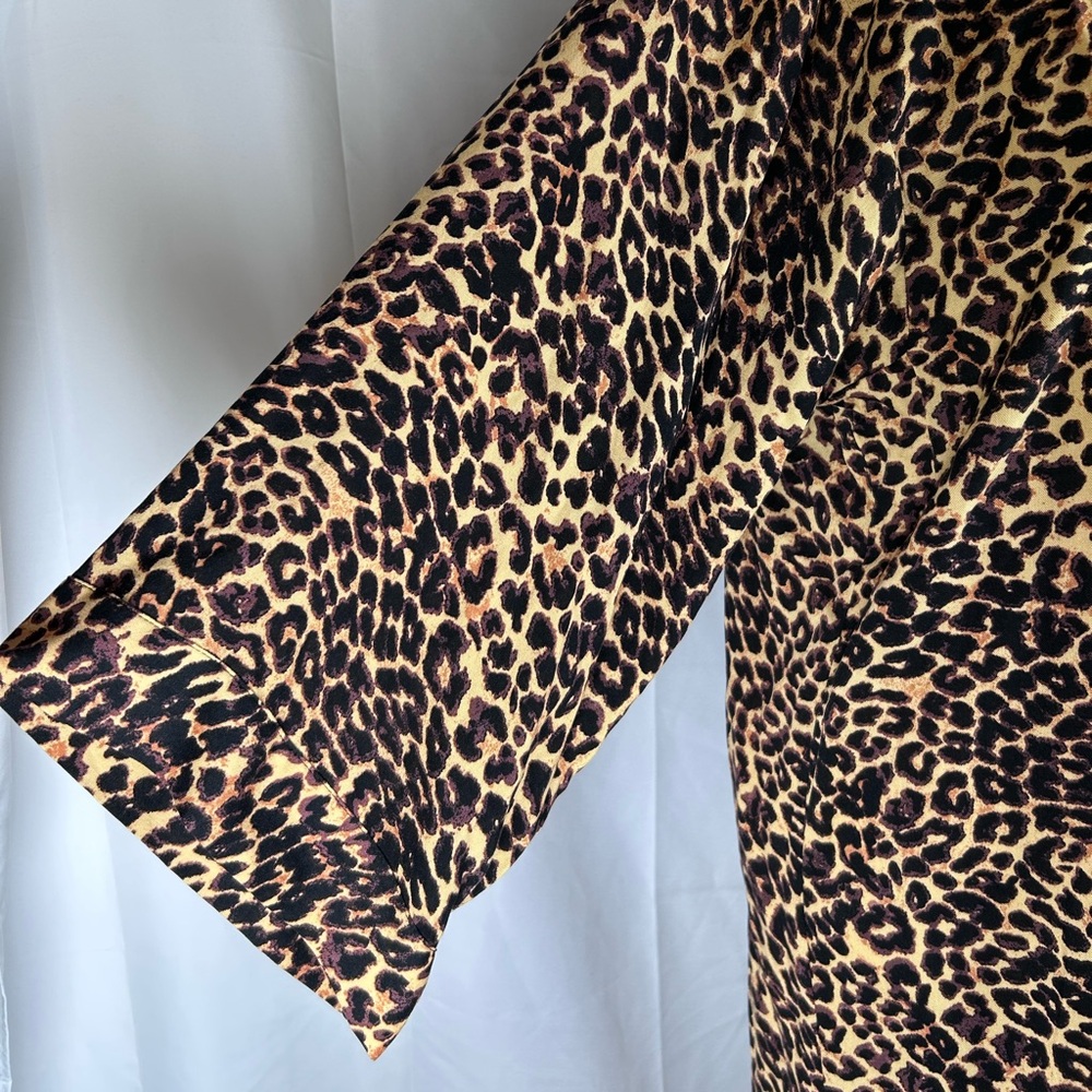Jessica Simpson Animal Print Duster Women’s Small Brown Gold Wide Sleeve - Picture 2 of 8
